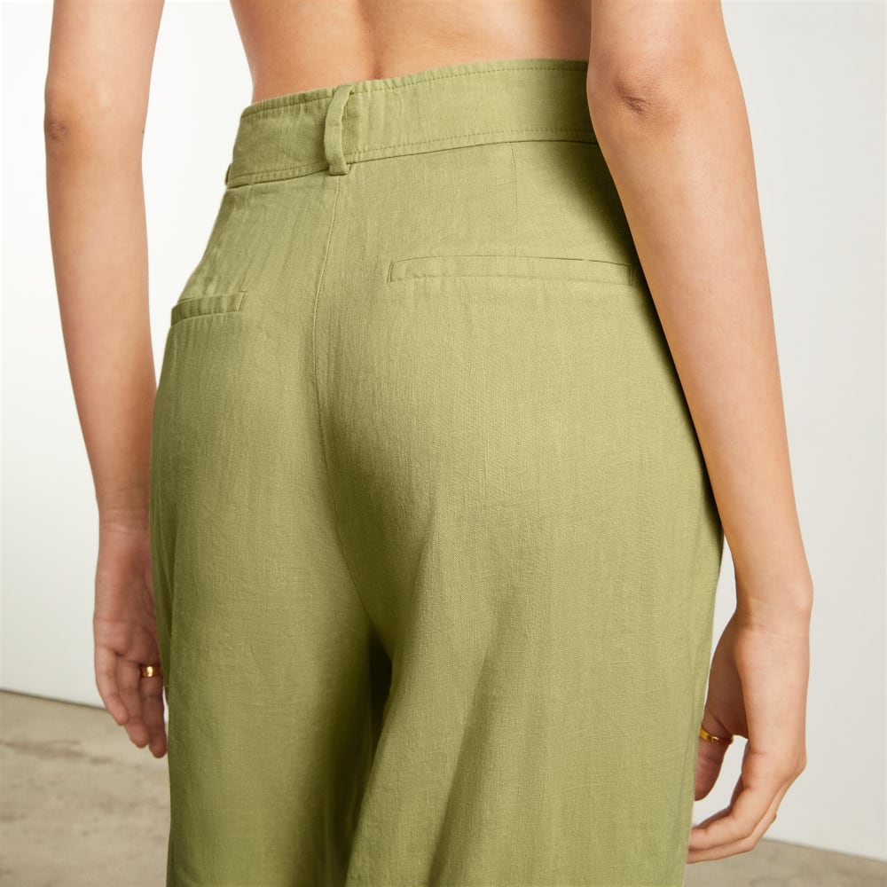 The Linen Way-High庐 Drape Pant | Leek
