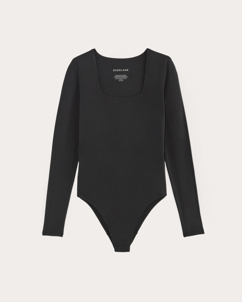 The Long-Sleeve Supima庐 Square-Neck Bodysuit | Black | Bikini
