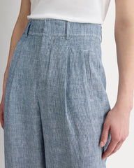 The Linen Way-High庐 Drape Pant | White / Blue