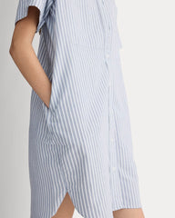 The Oxford Short-Sleeve Shirt Dress | Bone / Mazarine Blue