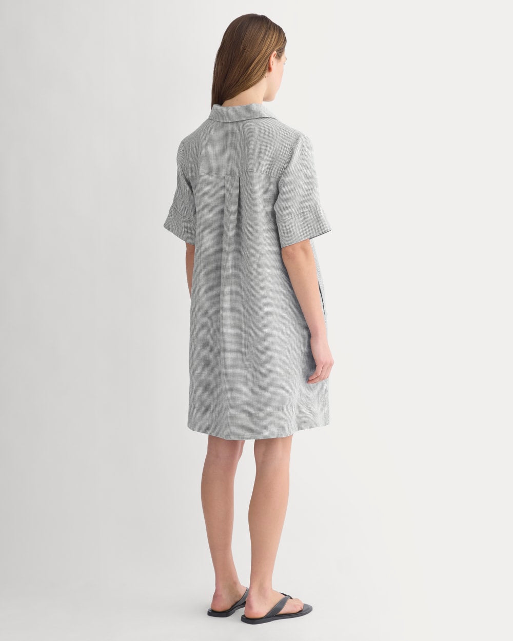 Mini Popover Shirtdress in Linen | Agave / Bone