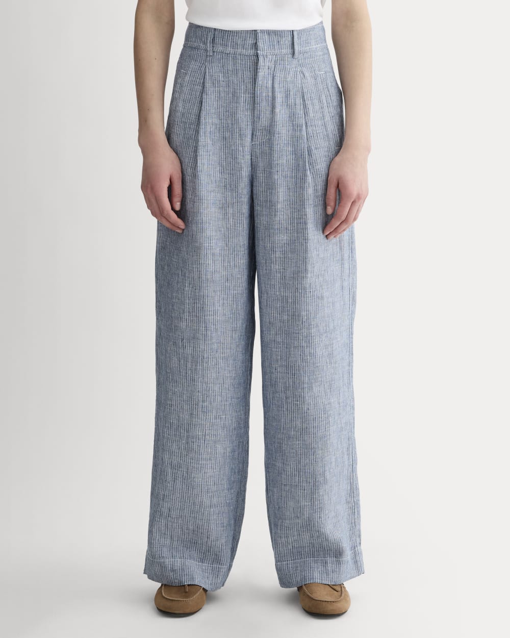 The Linen Way-High庐 Drape Pant | White / Blue