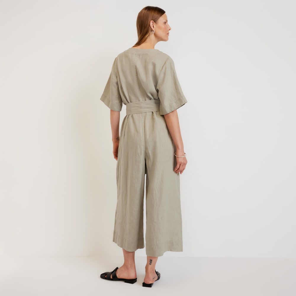 The Wrap Jumpsuit in Linen | Seagrass