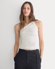 RetroSoft Cotton One-Shoulder Tank | Bone