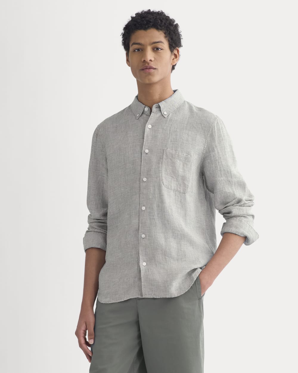 The Classic Shirt in Linen | Agave / Bone