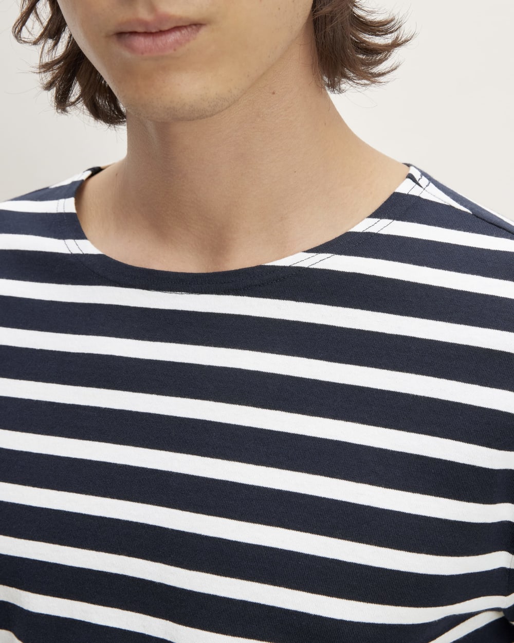 The Premium-Weight Long-Sleeve Mariner Tee | Navy / Bone