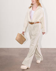 The Draper Pleated Pant in Buttersmooth | Sandstone | 30" Inseam