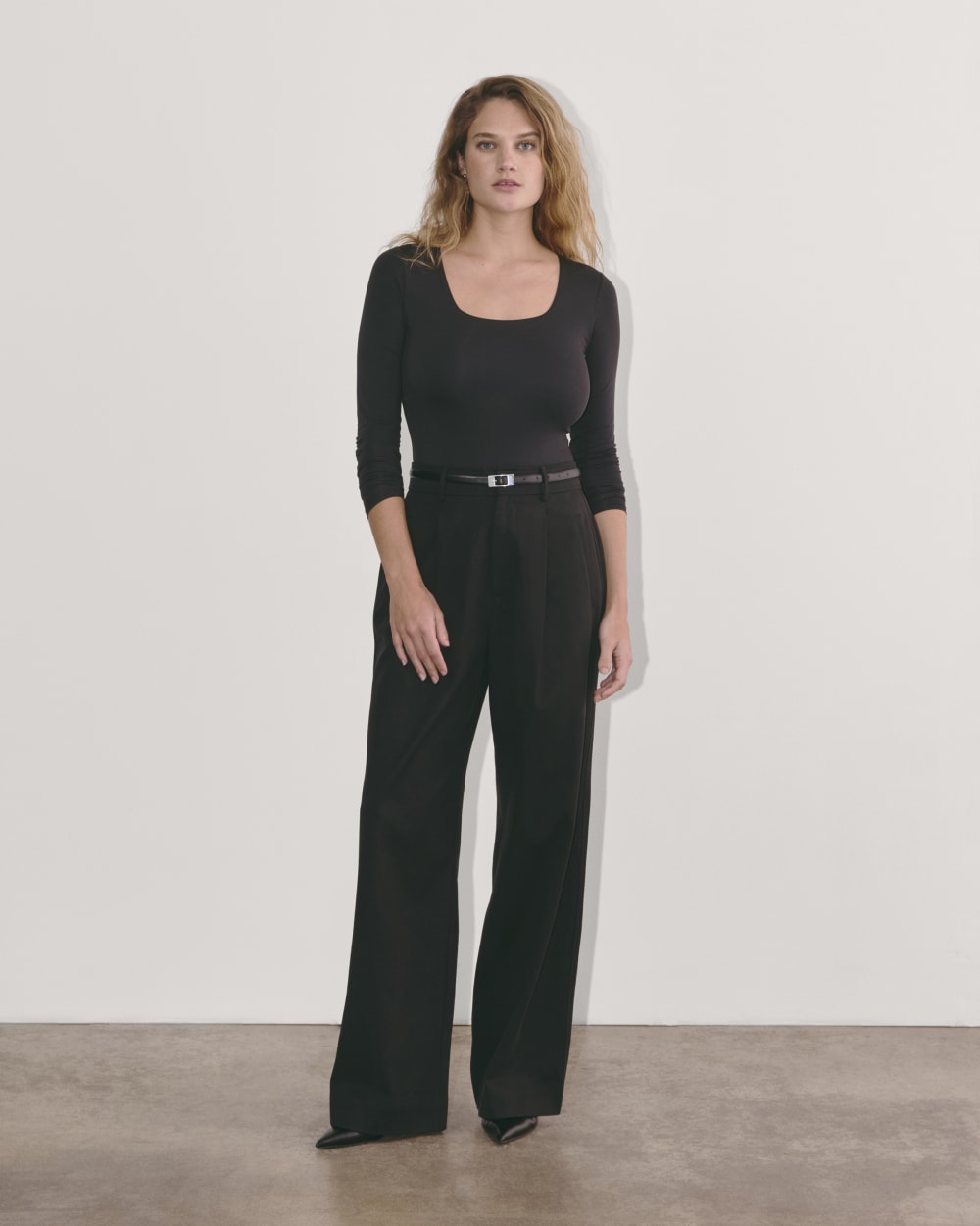 The Long-Sleeve Supima庐 Square-Neck Bodysuit | Black | Bikini