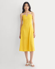 Tie-Neck Dress in Stretch Linen | Passion Fruit