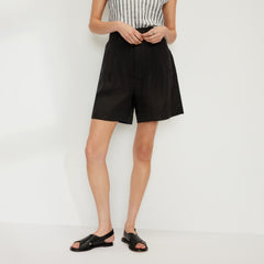 The Linen Way-High庐 Drape Short | Black