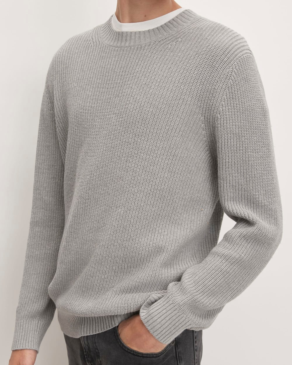 The No-Sweat Ribbed Crew | Heathered Grey