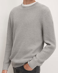 The No-Sweat Ribbed Crew | Heathered Grey