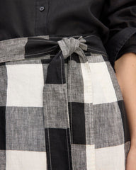 The Linen Wrap Skirt | Bone / Black Check