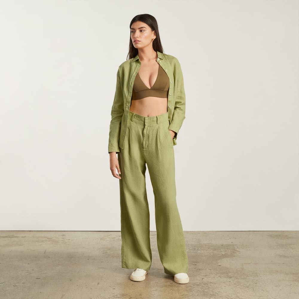 The Linen Way-High庐 Drape Pant | Leek