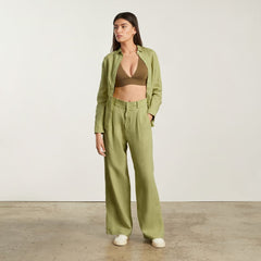 The Linen Way-High庐 Drape Pant | Leek