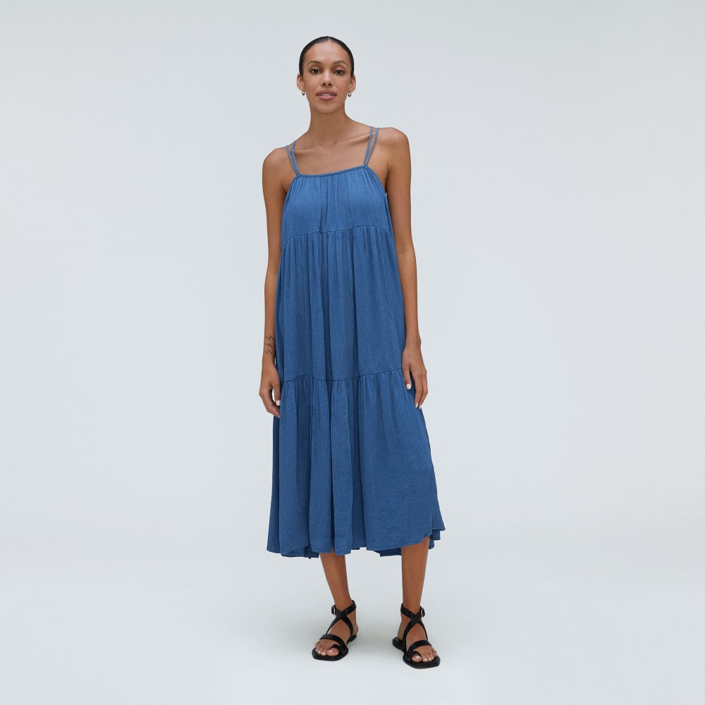 The Naia鈩?Ripple Tiered Maxi Dress | Deep Blue