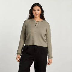 The Organic Cotton Waffle Henley | Field Green