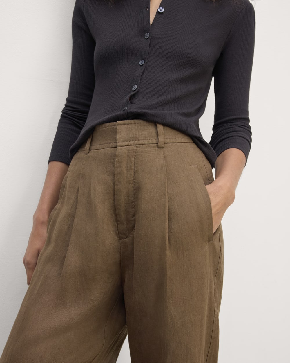 The Linen Way-High庐 Drape Pant | Cocoa