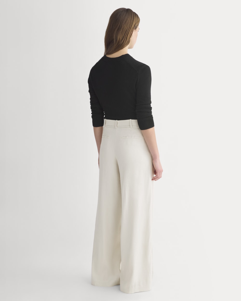 Wide-Leg Belted Pant in Stretch Linen | Birch | Regular