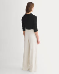 Wide-Leg Belted Pant in Stretch Linen | Birch | Regular