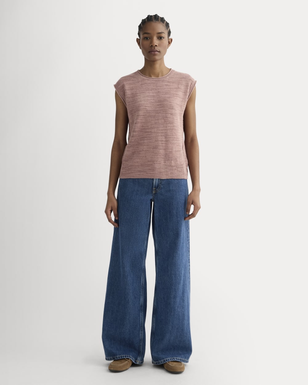 The Muscle Sweater in Cotton Linen | Rose Dusk