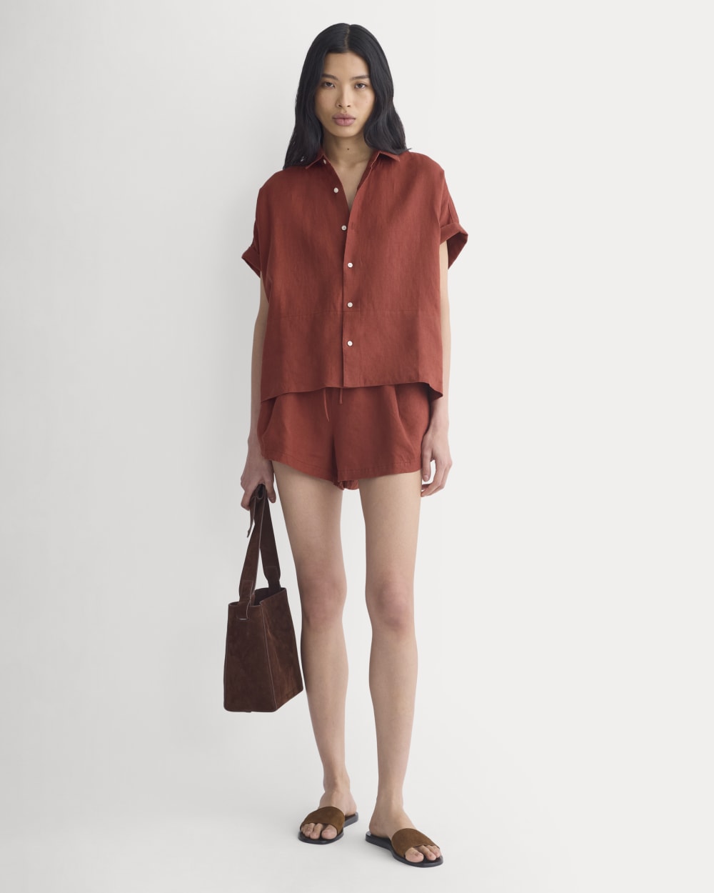 The Boxy Shirt in Linen | Henna Red