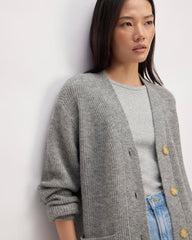 The Oversized Alpaca Pocket Cardigan | Heathered Stone