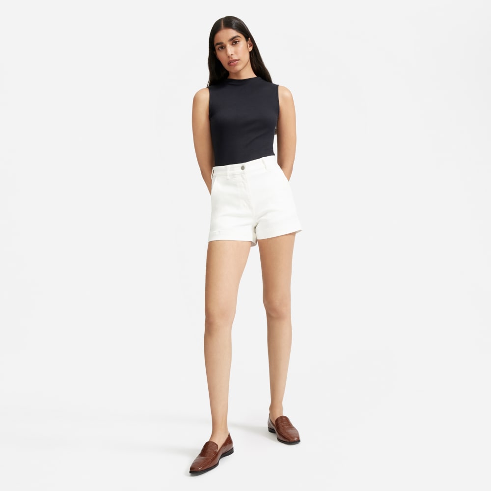 The Pima Micro-Rib Funnel-Neck Tank | Black