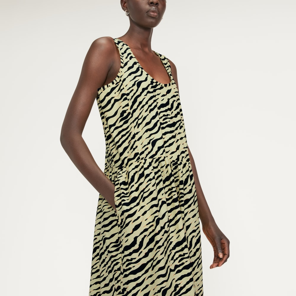 The Poplin Summer Dress | Pale Yellow Tiger Stripe