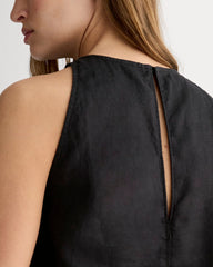 The Linen High-Neck Tank | Black