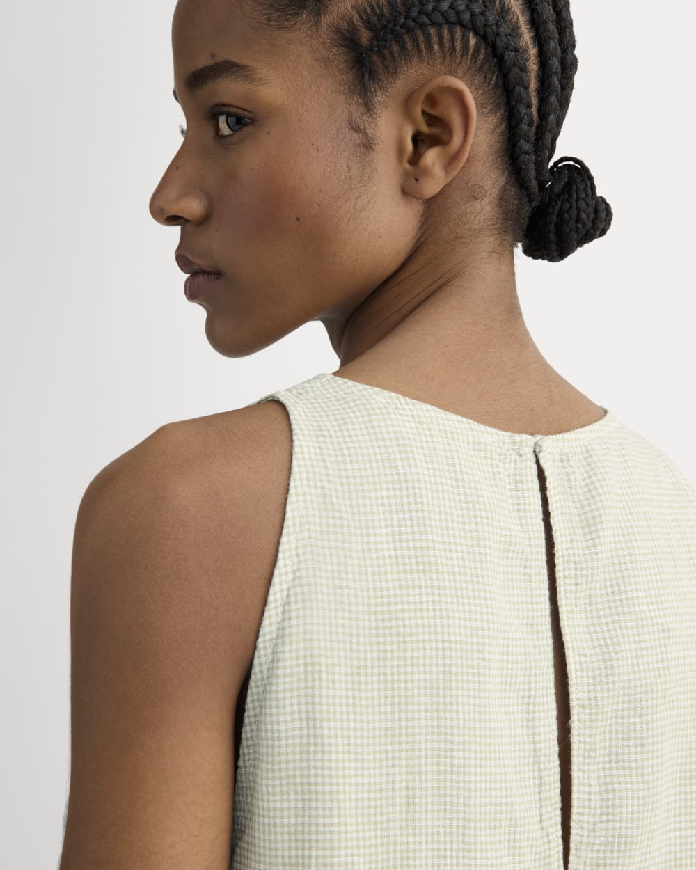 The Linen High-Neck Tank | Elm Gingham