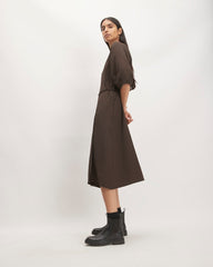 The City Stripe Wrap Dress | Earth Brown