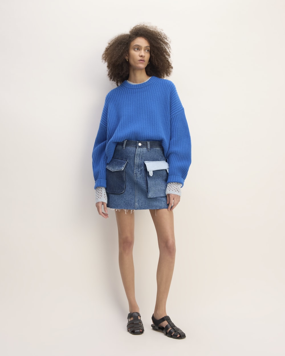 The ESENSMOD x Marques' Almeida Denim Patchwork Mini Skirt | Diamond Blue