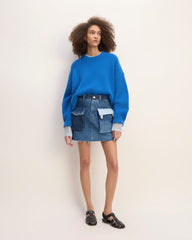 The ESENSMOD x Marques' Almeida Denim Patchwork Mini Skirt | Diamond Blue