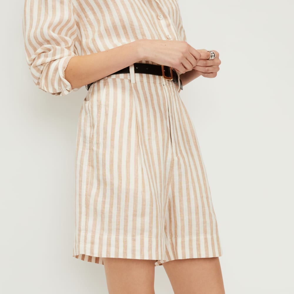 The Linen Way-High庐 Drape Short | Bone / Caramel