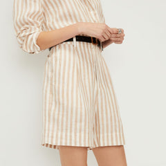 The Linen Way-High庐 Drape Short | Bone / Caramel