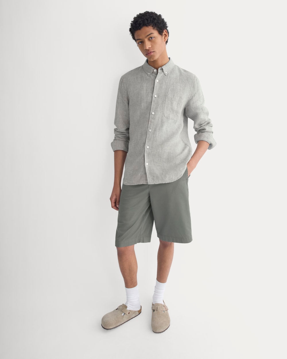 The Classic Shirt in Linen | Agave / Bone
