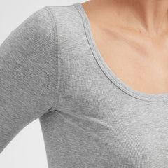 The Luxe Micro-Rib Scoop-Neck Tee | Heathered Grey