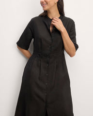 The Frolic Dress in Linen | Black