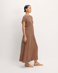 The TENCEL™ Short-Sleeve Midi Dress | Carob Brown