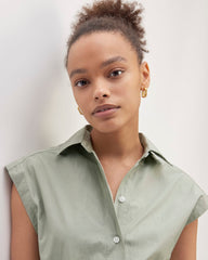 The Supima® Cotton Short-Sleeve Shirt Dress | Sage Green
