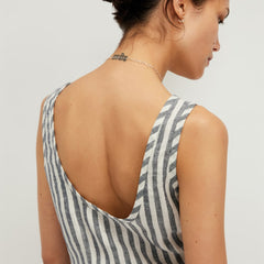 The Scoop Tank in Linen | Bone/Navy