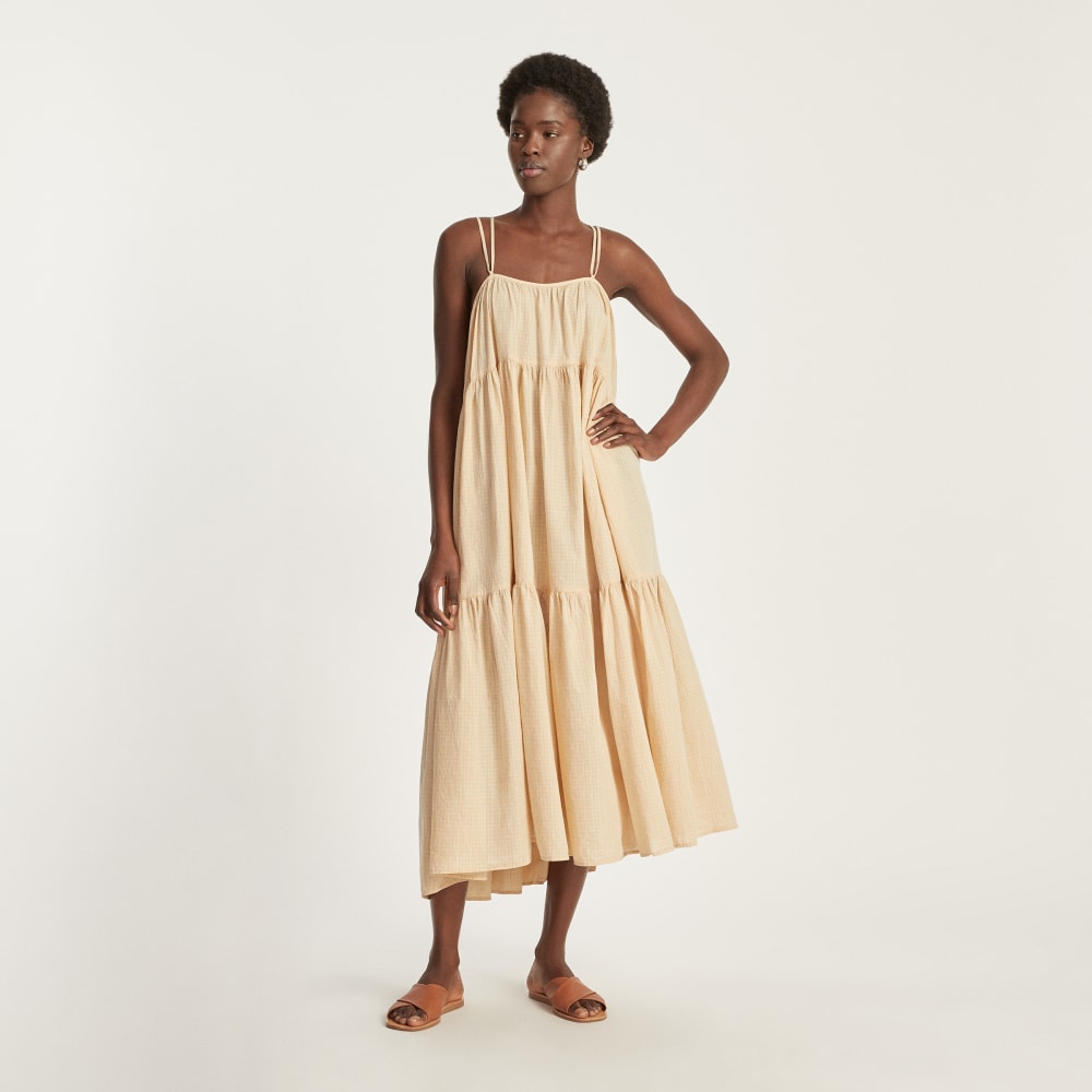 The Billow Tiered Maxi Dress | Orange Plaid