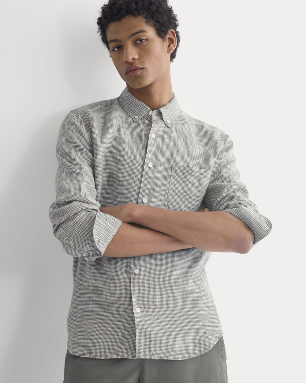 The Classic Shirt in Linen | Agave / Bone