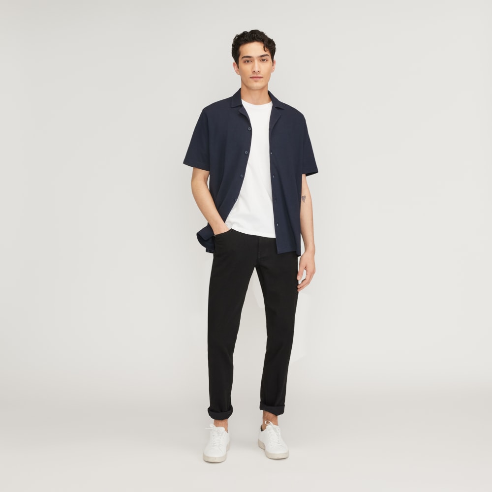 The Pique Short-Sleeve Shirt | Deep Navy