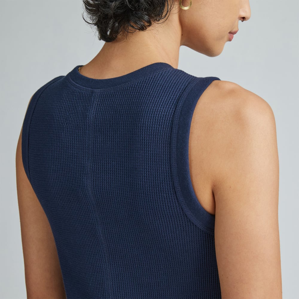 The Organic Cotton Waffle Tank Dress | Navy