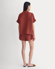The Boxy Shirt in Linen | Henna Red