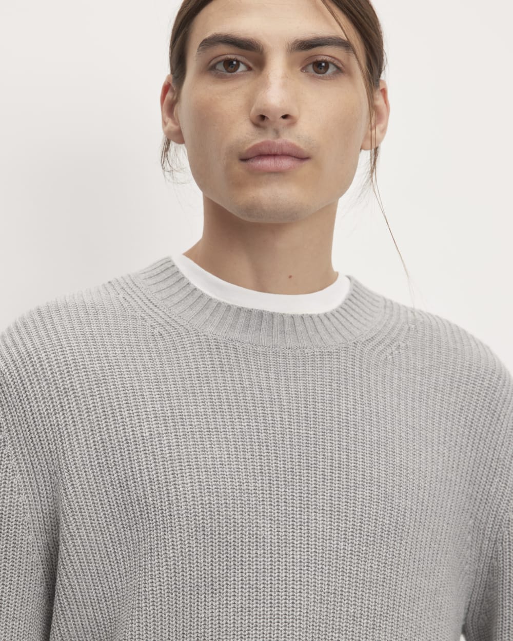 The No-Sweat Ribbed Crew | Heathered Grey