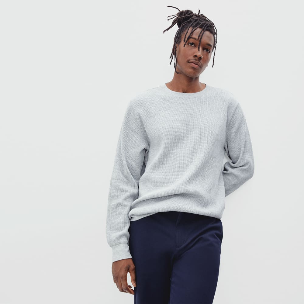 The Waffle Long-Sleeve Crew Tee | Heathered Light Grey