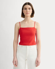 The Seamed Top in Stretch Linen | Classic Red